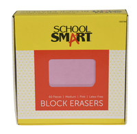 School Smart Block Erasers, Medium, Pink, Pack of 60 000786