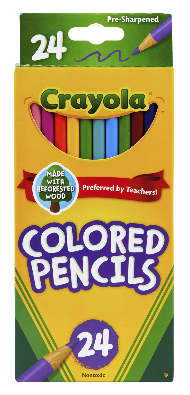 Crayola 20 Colored Pencils Red Brown Orange Yellow Green Blue Purple White  Black
