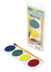 Crayola Jumbo Non-Toxic Washable Watercolor Paint Set, Plastic Oval Pan, 4  Assorted Colors