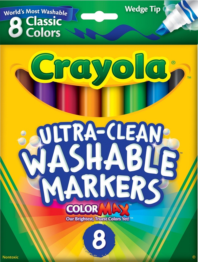 Non-Washable Markers, Fine Point, Classic Colors, 8/Set