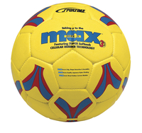 Sportime Max Size 5 ProRubber Soccer Ball, Yellow with Red-and-Blue Linear Design Item Number 017824
