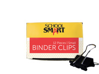 School Smart Binder Clip Set, 3/4 in W, Small, 3/8 in Capacity, Tempered Steel/Nickel Wire, Set of 12 032397