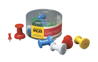 School Smart Giant Push Pins with Storage Tub, Assorted Colors, Pack of 12 081907