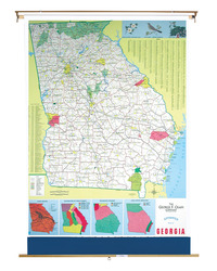 Nystrom Georgia Pull Down Roller Classroom Map, 51 x 68 Inches, Item Number 088624