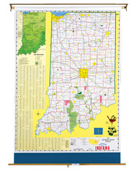 Nystrom Indiana Pull Down Roller Classroom Map, 51 x 68 Inches, Item Number 088626