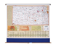 Nystrom Kansas Pull Down Roller Classroom Map, 64 x 50 Inches, Item Number 088627