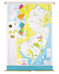 Nystrom New Jersey Pull Down Roller Classroom Map, 51 x 68 Inches, Item Number 088633