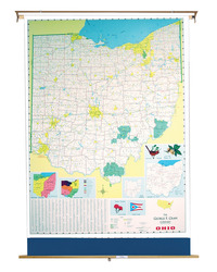 Nystrom Ohio Pull Down Roller Classroom Map, 51 x 68 Inches, Item Number 088637