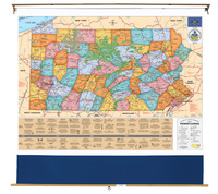 Nystrom Pennsylvania Pull Down Roller Classroom Map, 64 x 50, Item Number 088639
