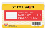School Smart Ruled Index Cards, 3 x 5 Inches, White, Pack of 100, Item Number 088706