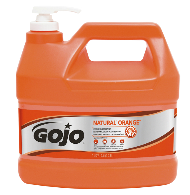 Gojo Heavy Duty Pumice Hand Cleaner with Baby Oil, 1 gal, Citrus Scent,  Natural Orange