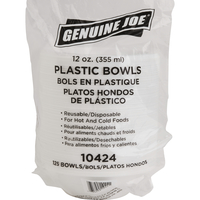 Genuine Joe Disposable/Reusable Plastic Bowl, 12 oz, White, Pack of 125, Item Number 1310438