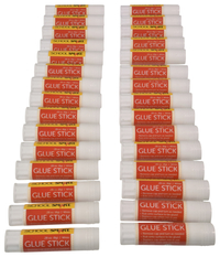 School Smart 30 Pack Washable Glue Stick - White & Dries Clear - 0.28 Ounce