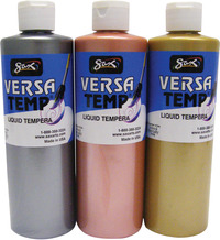 Sax Versatemp Heavy-Body Tempera Paint, Assorted Metallic Colors, Pint Set of 3, Item Number 1440731