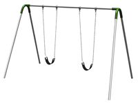 UltraPlay Bipod Single Bay Swing With Galvanized Frame, 2 Strap Seats, Green Yoke Connectors, 102 x 96 x 96 inches, Item Number 1478668