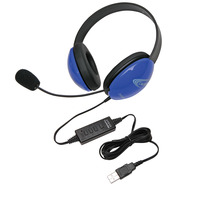 Califone Listening First 2800BL-USB Over-Ear Stereo Headset with Gooseneck Microphone, USB Plug, Blue, Each 1465268