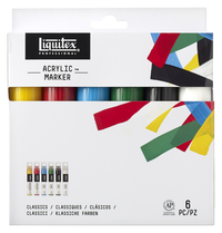 Liquitex Professional Wide Tip Paint Markers, Assorted Primary Colors, Set of 6 Item Number 1485665