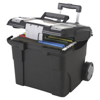 Storex Industries Premium File Cart Telescopic Handle, 16-3/8 x 17 x 15 Inches, Black, Item Number 1529242