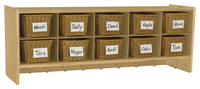 Childcraft ABC Furnishings Wall Coat Locker, 10 Cubbies With Baskets, 48 x 13 x 17-3/4 Inches, Item Number 1537060