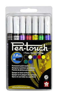 Sakura Pentouch Paint Markers, Fine Tip, Assorted Basic Colors, Set of 7 Item Number 1537469
