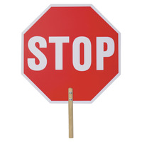 Tatco Handheld Stop Sign, 18 x 1/4 x 18 in, White/Red, Item Number 1538552