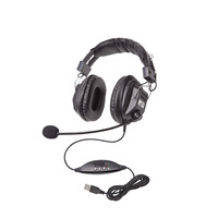Califone 3068MUSB Over-Ear Stereo Headset with Gooseneck Microphone and Inline Volume Control, USB Plug, Black, Each, Item Number 2103827