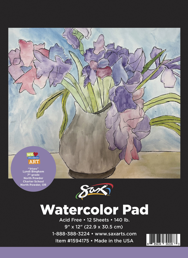 Sax Watercolor Pad 140 lb 9 x 12 Inches White 12 Sheets