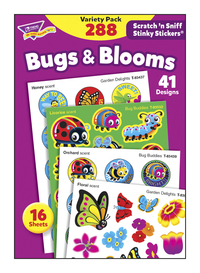 Trend Enterprises Bugs and Blooms Scratch 'N Sniff Stinky Stickers, 41 Designs, 4 Scents, Pack of 288, Item Number 1597424
