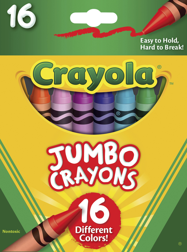  Crayones grandes, 16 unidades de crayones de colores surtidos,  1 paquete de crayones jumbo, crayones ideales para niños, crayones gruesos,  crayones grandes + libro para colorear para niños pequeños, : Juguetes y  Juegos