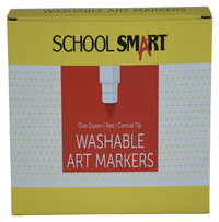 School Smart Washable Art Markers, Conical Tip, Red, Pack of 12 2002983