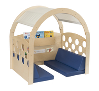 Childcraft Reading Nook, Tan/Red Canopy with Blue Cushions, 49-1/2 x 37 x 50 Inches, Item Number 2006077