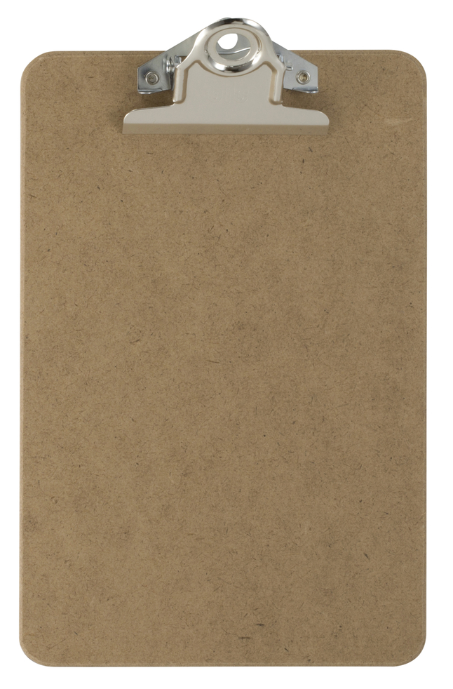 Officemate Clipboard, Hardboard, 6'' x 9'', 1'' Paper Capacity, Brown