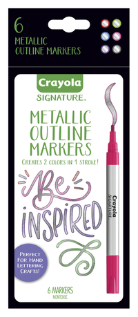 Crayola Signature Metallic Outline Paint Markers, Assorted Colors, Set of 6 Item Number 2020057