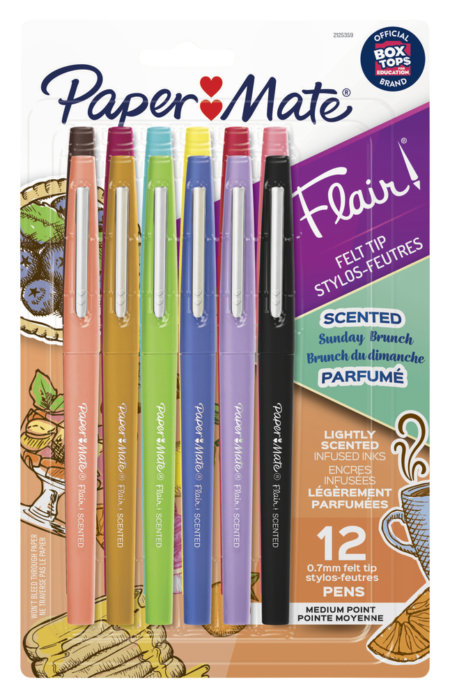 Paper Mate Flair Medium 0.7mm Felt Tip Pens Assorted Colors 12