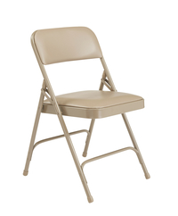 National Public Seating 1200 Premium Folding Chair, Vinyl, 18 ga Steel Frame, French Beige, Set of 4, Item Number 2051309