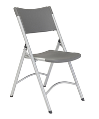 National Public Seating Heavy Duty Plastic Folding Chair, 18-3/4 x 21-1/2 x 32 Inches, Charcoal Seat, Silver Frame, Pack of 4 2051312