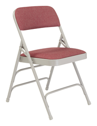 National Public Seating 2300 Premium Folding Chair, Majestic Cabernet Fabric, Grey Frame, Set of 4, Item Number 2051333