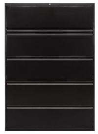 Affordable Interior Systems 5-Drawer Lateral Filing Cabinet, 30 x 18 x 63 Inches, Black 2073511