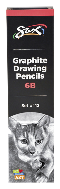 Sax Graphite Drawing Pencil, 6B Hardness, Pack of 12, Item 2090704