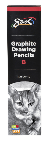 Sax Graphite Drawing Pencil, B Hardness, Pack of 12, Item 2090708