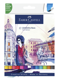 Faber-Castell Aqua Markers, Dual Ended, Assorted Colors, Set of 12, Item Number 2102488