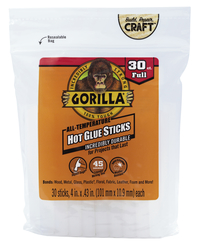 Gorilla Glue 4 Inch Full-Sized Hot Glue Sticks, Pack of 30, Item Number 2103230