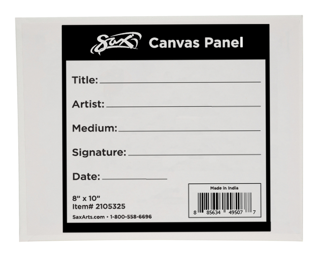 Sax Genuine Canvas Panel, 8 x 10 Inches, White | Cotton