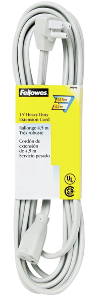 Fellowes Heavy Duty Indoor Extension Cord, Gray 2136075