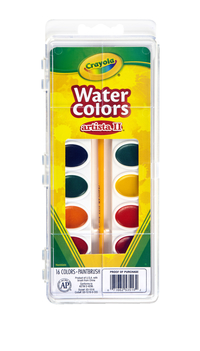 Crayola Artista II Non-Toxic Semi-Moist Watercolor Paint Set, Plastic Oval Pan, 16 Assorted Colors, Item Number 391088