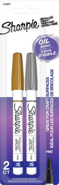 Sharpie Oil Based Paint Markers, Fine Tip, Metallic Gold/Silver, Pack of 2 405864