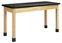 Classroom Select Oak Science Table, Black Plastic Laminate Top, 48 x 24 x 30 Inches, Item Number 657673
