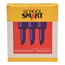 Image for School Smart Non-Toxic Permanent Markers, Broad Chisel Tip, Purple, Pack of 12 from School Specialty