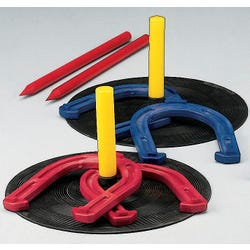 Image for Champion Indoor/Outdoor Horseshoe Game, Set of 4 Plastic Horseshoes, 2 Rubber Mats and 2 Stakes from School Specialty