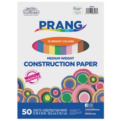 Prang Medium Weight Construction Paper, 12 x 18 Inches, Assorted, Pack of 50 Item Number 201205
